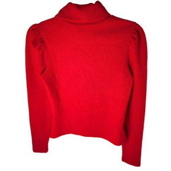 JUNE & HUDSON Christmas Red Puff Sleeve Turtleneck Sweater Holiday Women's Small - Picture 5 of 7